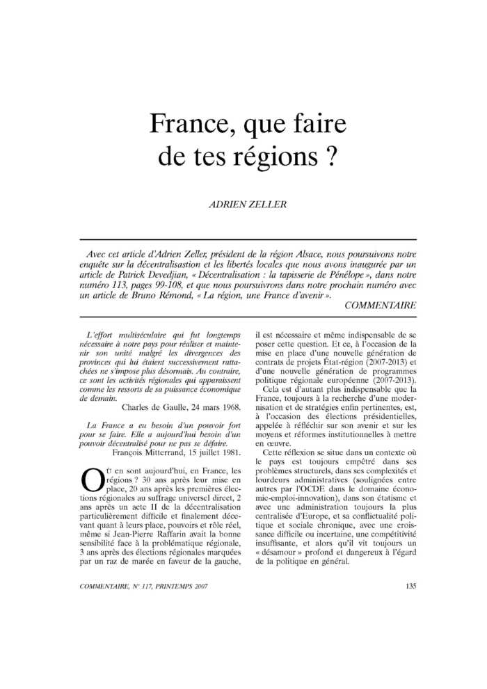 France, que faire de tes régions ?
 – page 1