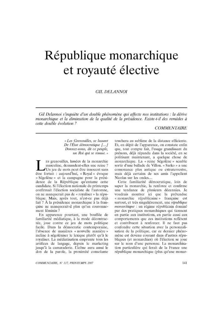 République monarchique et royauté élective
 – page 1