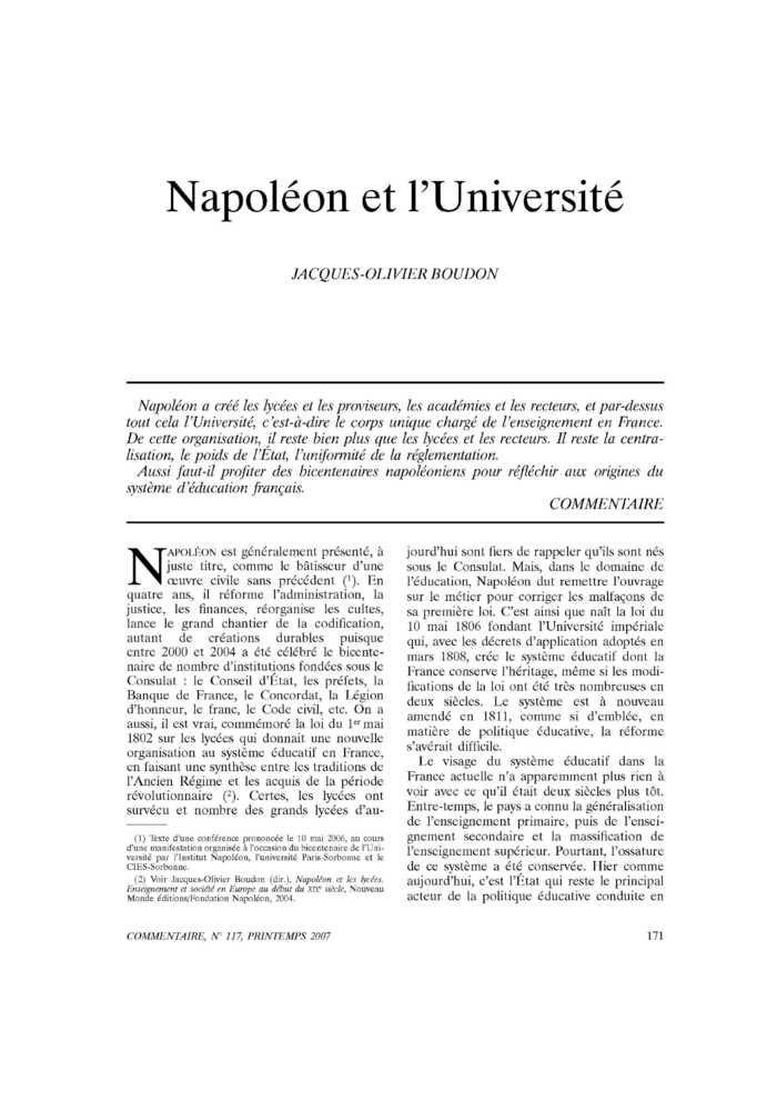 Napoléon et l’Université
 – page 1