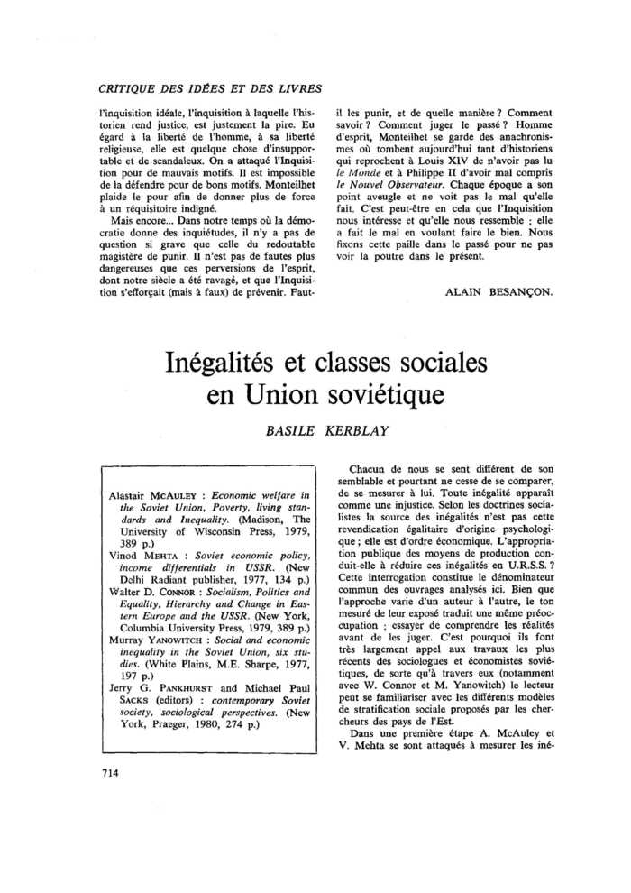 Inégalités et classes sociales en Union soviétique
 – page 1