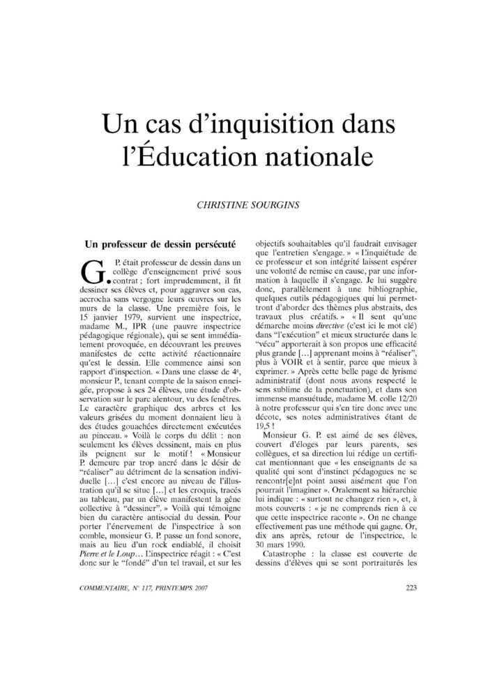 Un cas d’inquisition dans l’Éducation nationale
 – page 1
