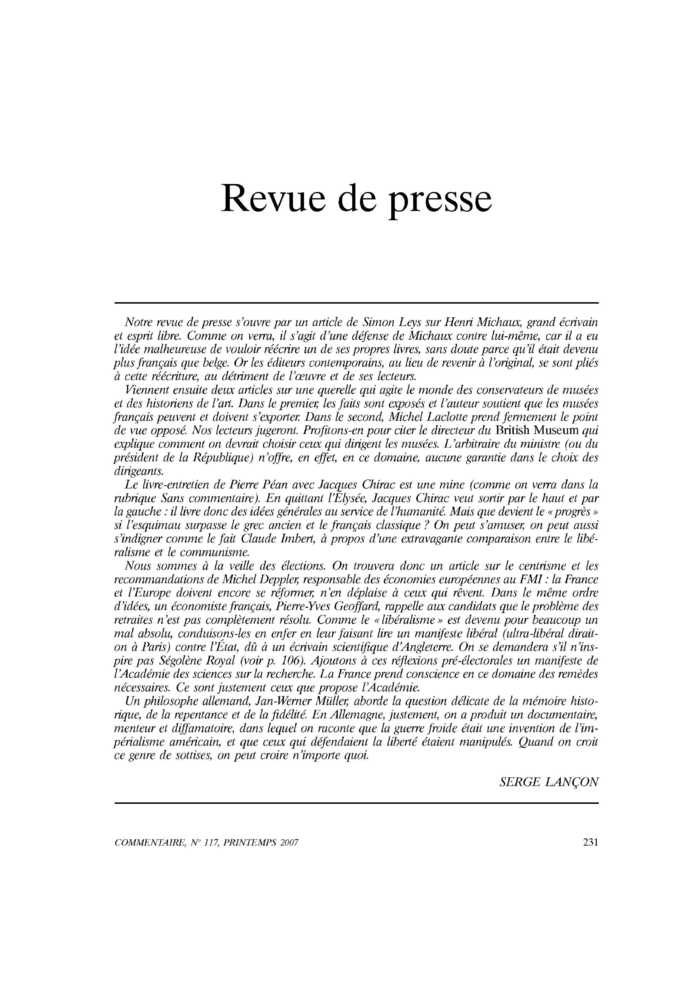 Revue de presse
 – page 1
