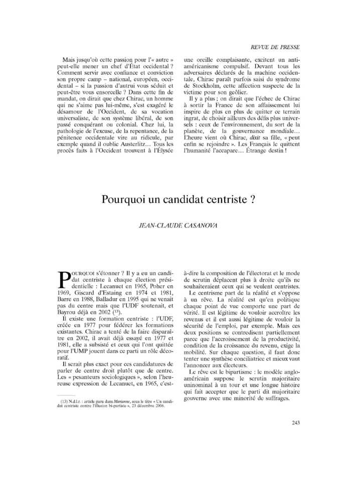 Pourquoi un candidat centriste ?
 – page 1