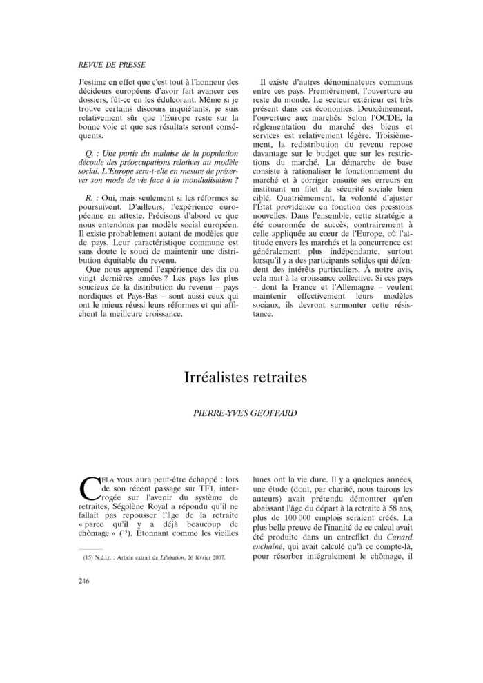 Irréalistes retraites
 – page 1