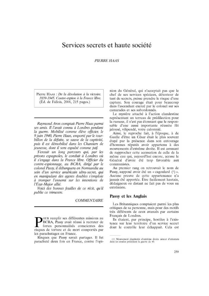 Services secrets et haute société
 – page 1