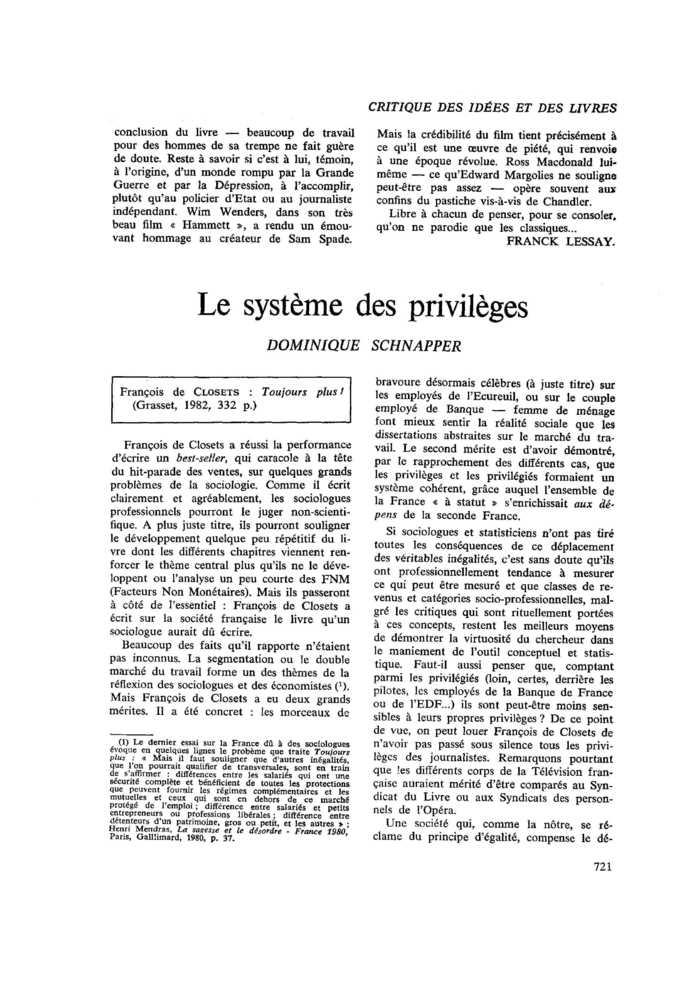 Le système des privilèges
 – page 1
