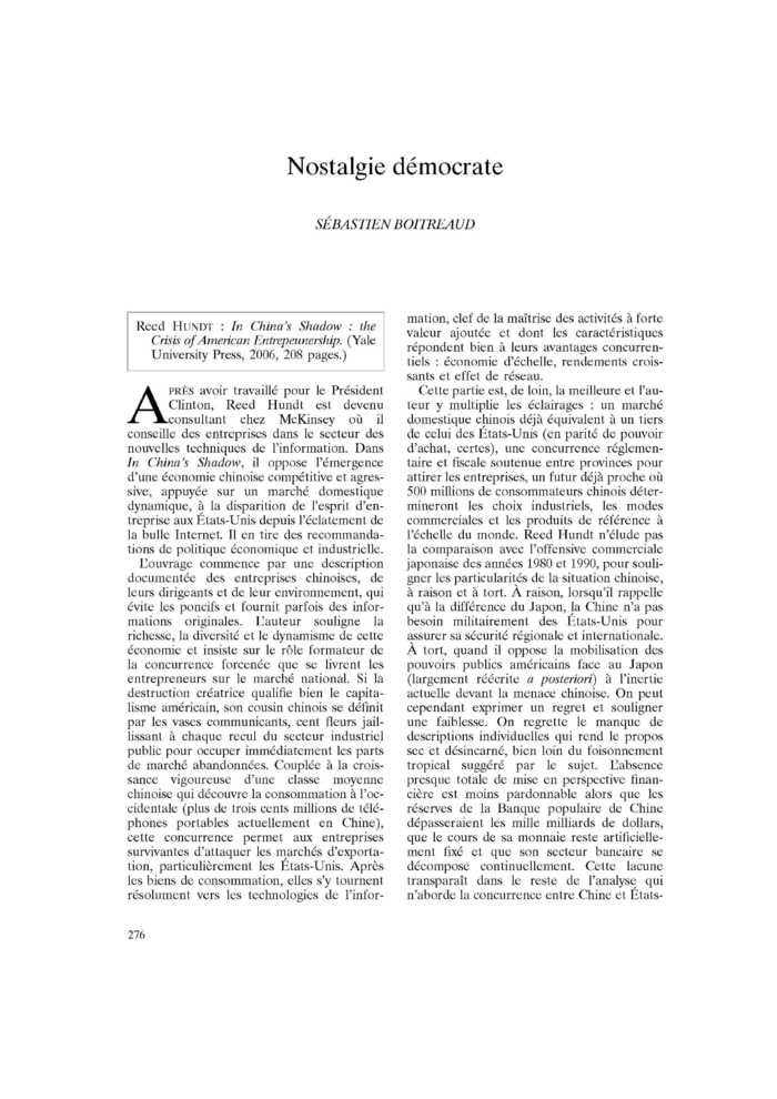 Nostalgie démocrate
 – page 1