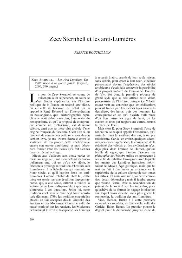 Zeev Sternhell et les anti-Lumières
 – page 1