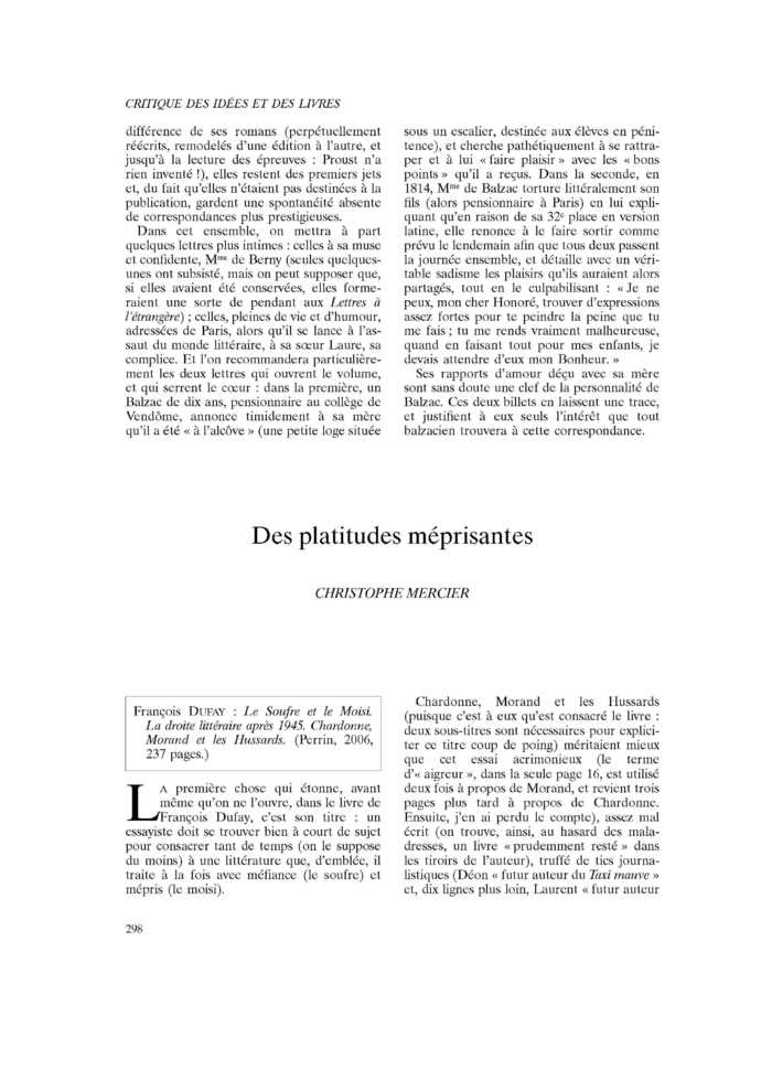 Des platitudes méprisantes
 – page 1