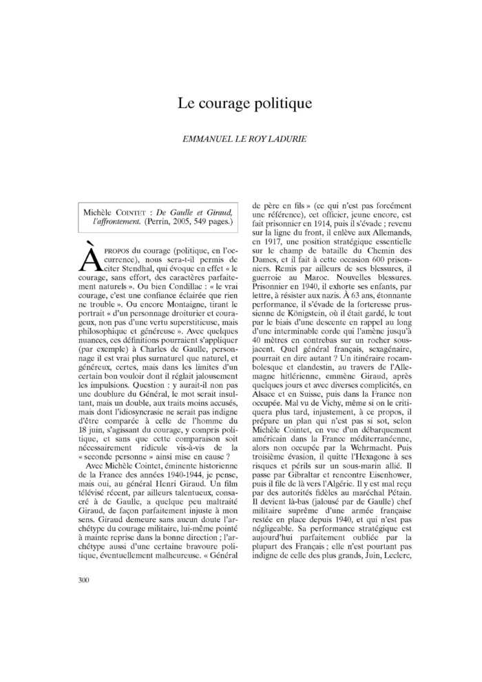 Le courage politique
 – page 1