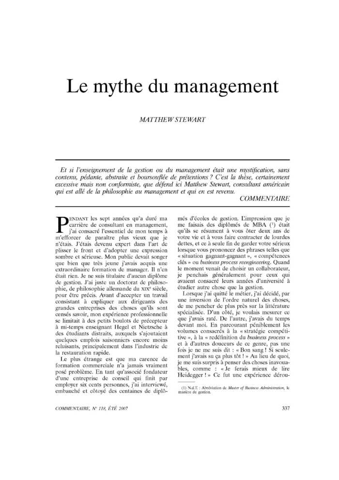 Le mythe du management
 – page 1