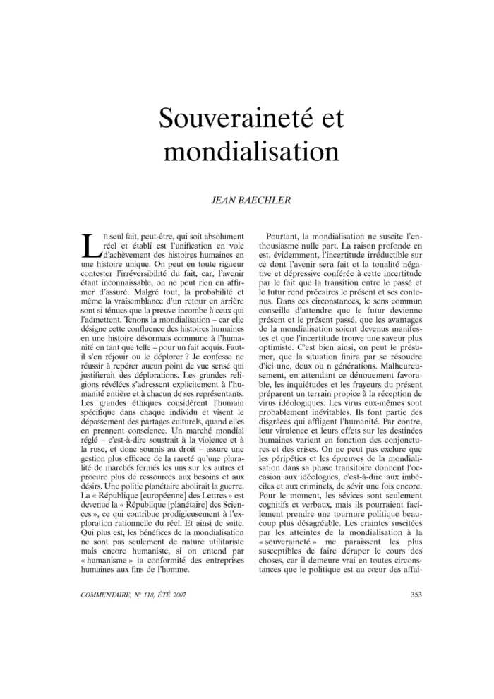 Souveraineté et mondialisation
 – page 1