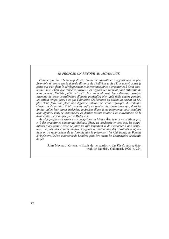 JE PROPOSE UN RETOUR AU MOYEN ÂGE
 – page 1