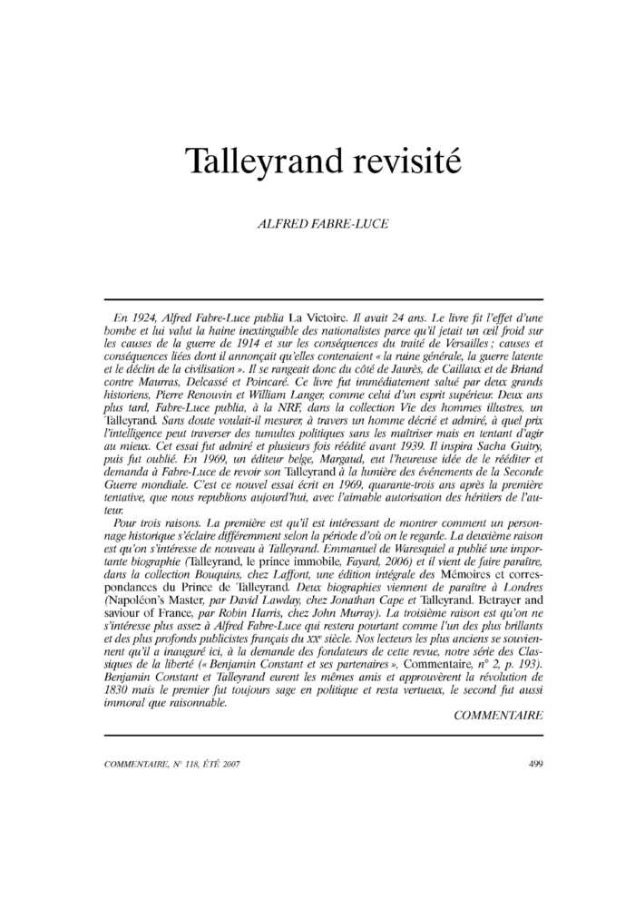 Talleyrand revisité
 – page 1