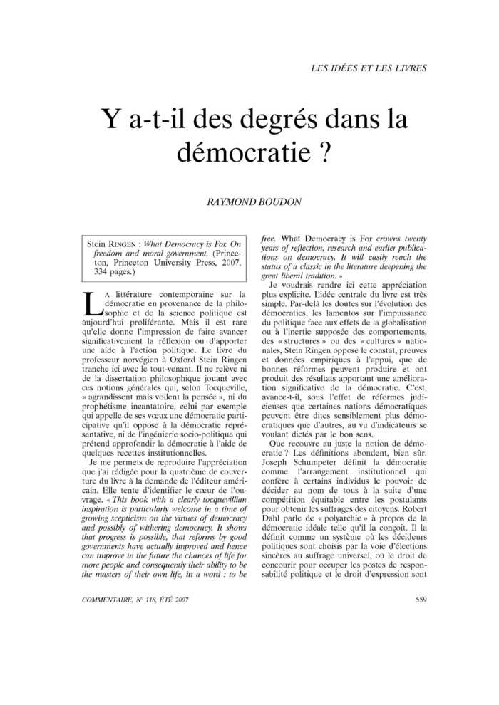 Y a-t-il des degrés dans la démocratie ?
 – page 1