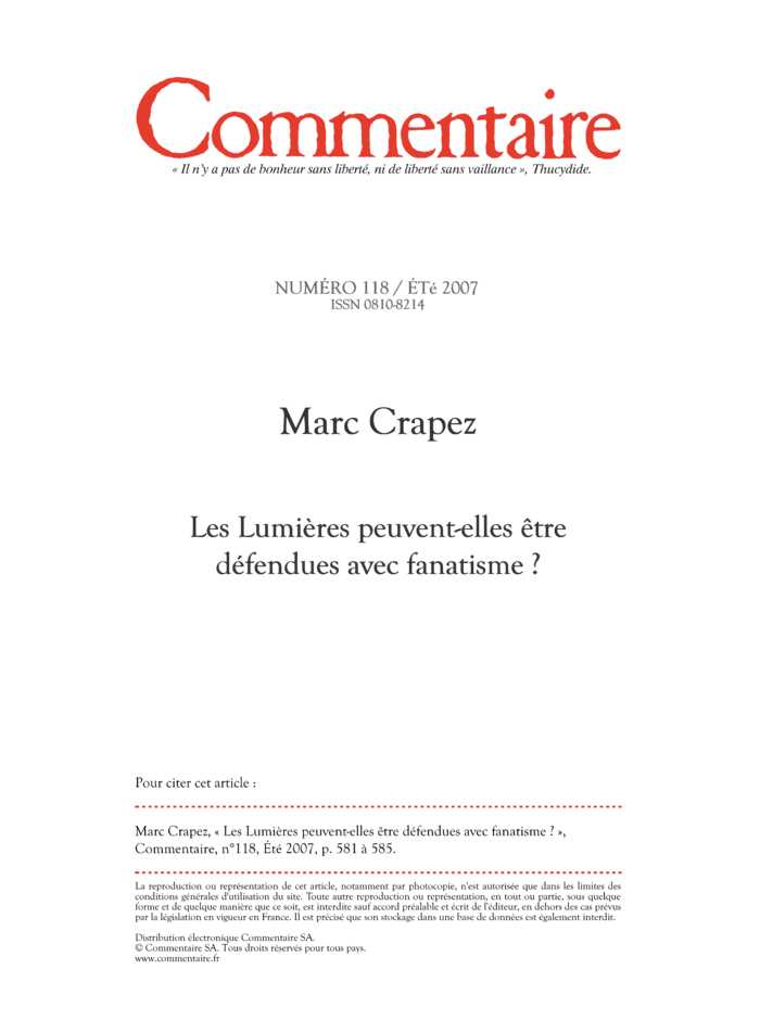 Les Lumières peuvent-elles être défendues avec fanatisme ?
 – page 1