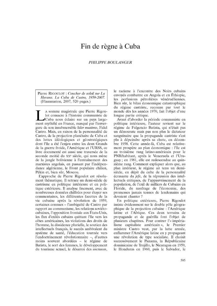 Fin de règne à Cuba
 – page 1
