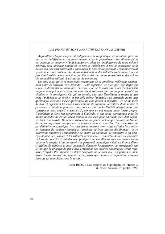 LES FRANÇAIS SONT ANARCHISTES SANS LE SAVOIR
 – page 1