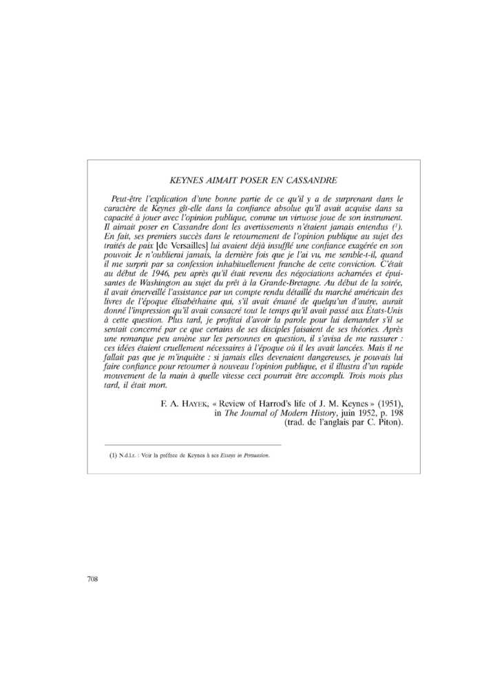 KEYNES AIMAIT POSER EN CASSANDRE
 – page 1