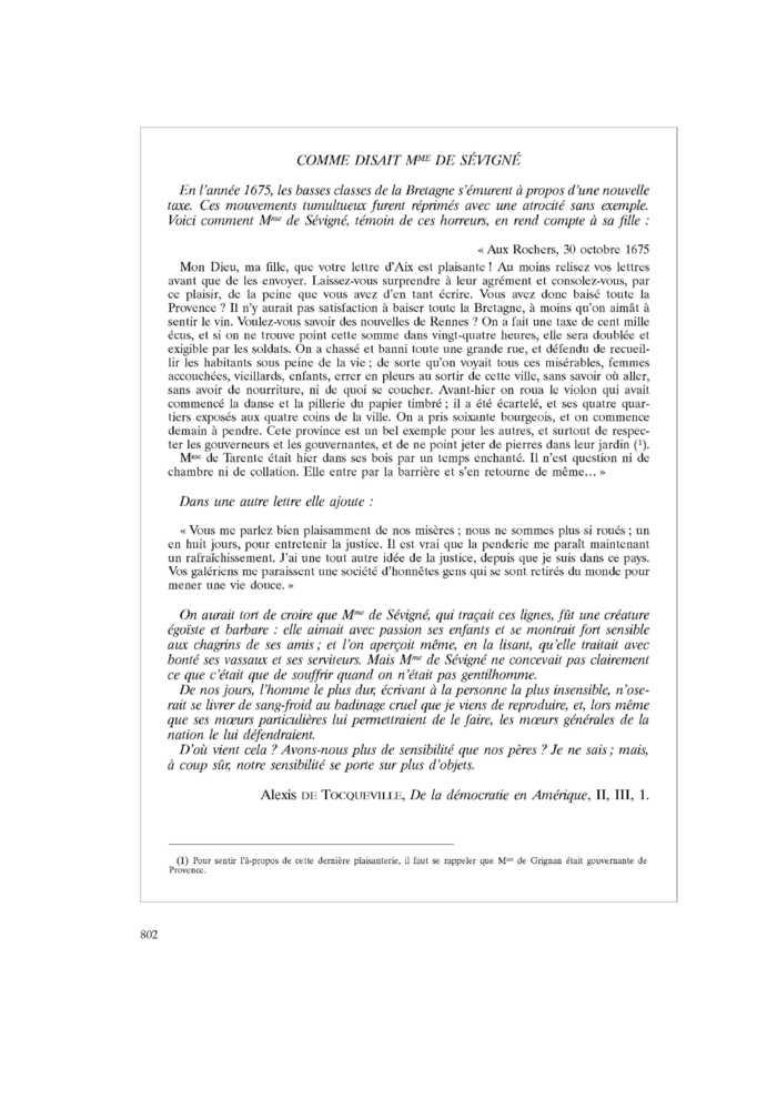 COMME DISAIT MME DE SÉVIGNÉ
 – page 1