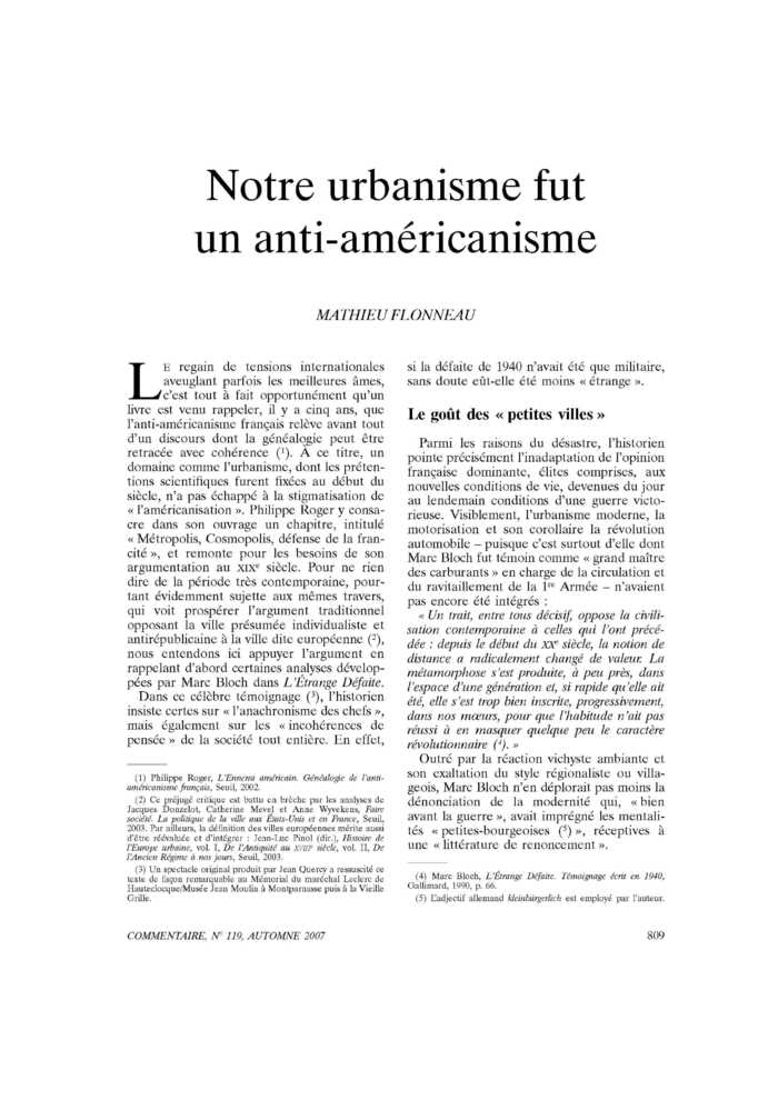 Notre urbanisme fut un anti-américanisme
 – page 1