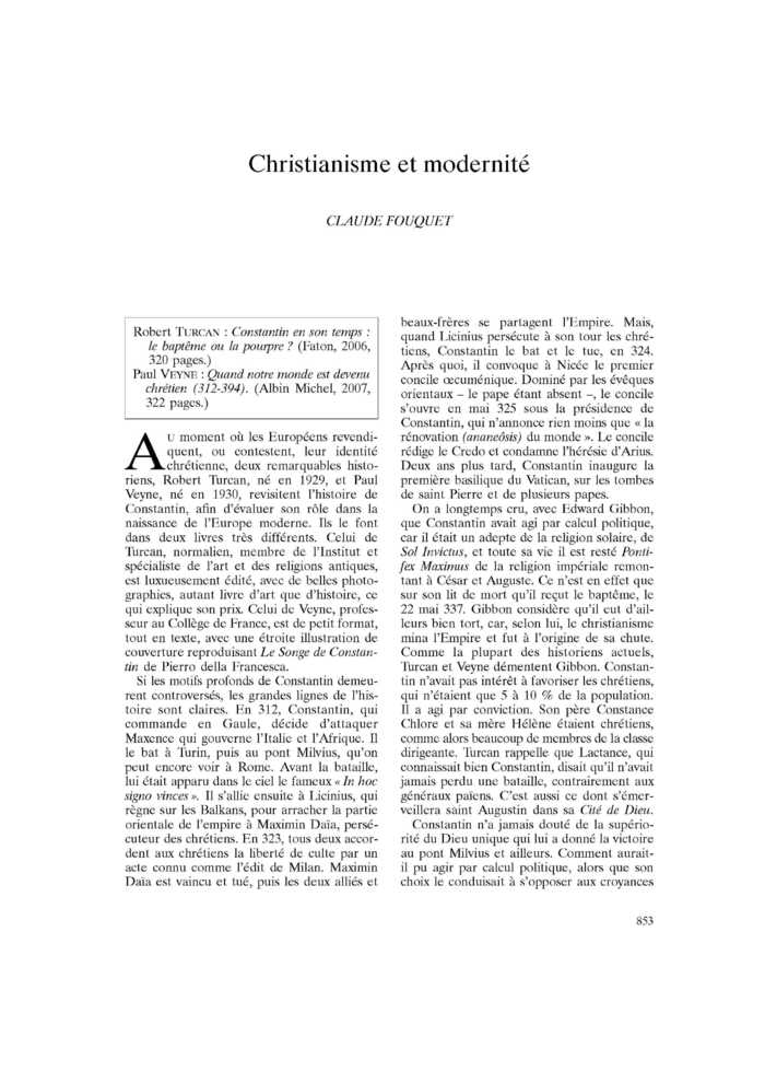 Christianisme et modernité
 – page 1