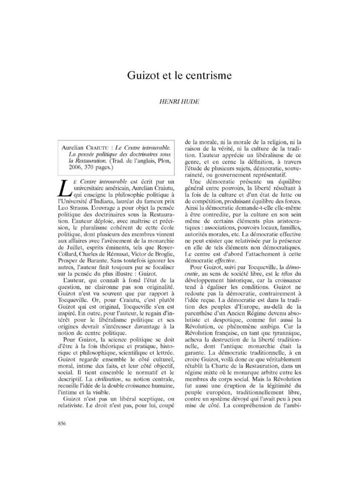 Guizot et le centrisme
 – page 1