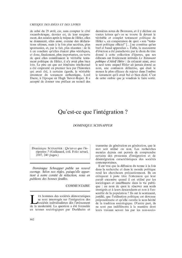Qu’est-ce que l’intégration ?
 – page 1