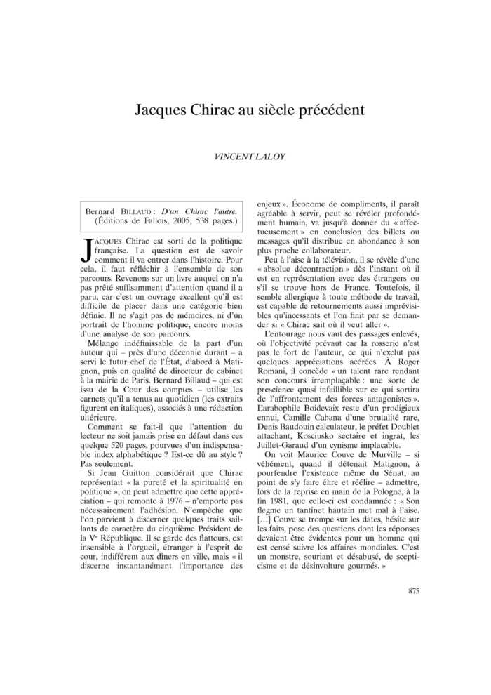 Jacques Chirac au siècle précédent
 – page 1