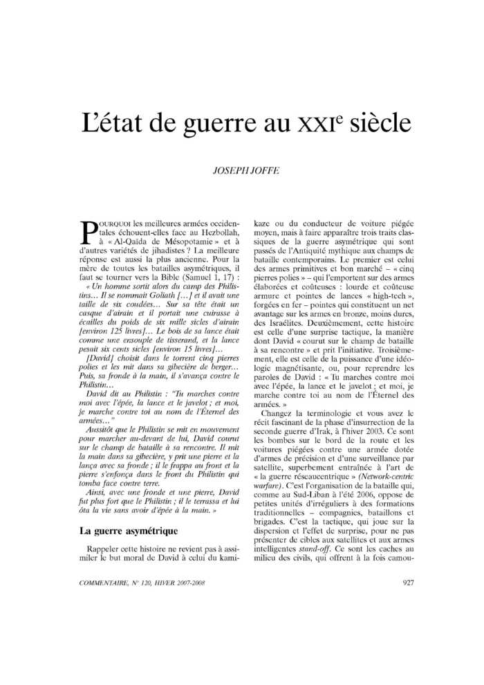 L’état de guerre au XXIe siècle
 – page 1