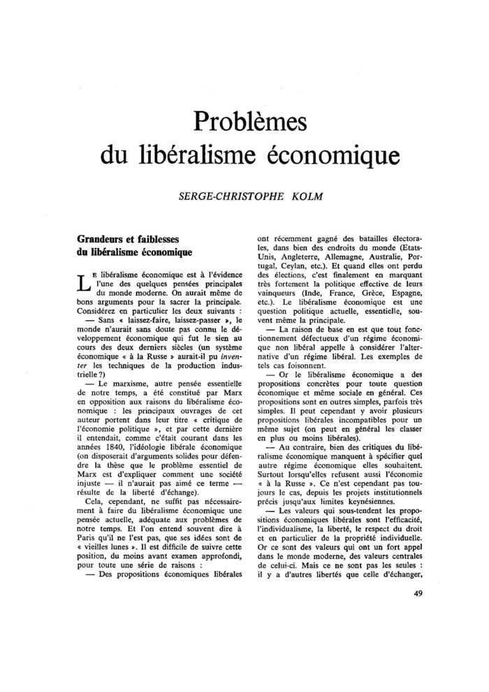 Problèmes du libéralisme économique
 – page 1