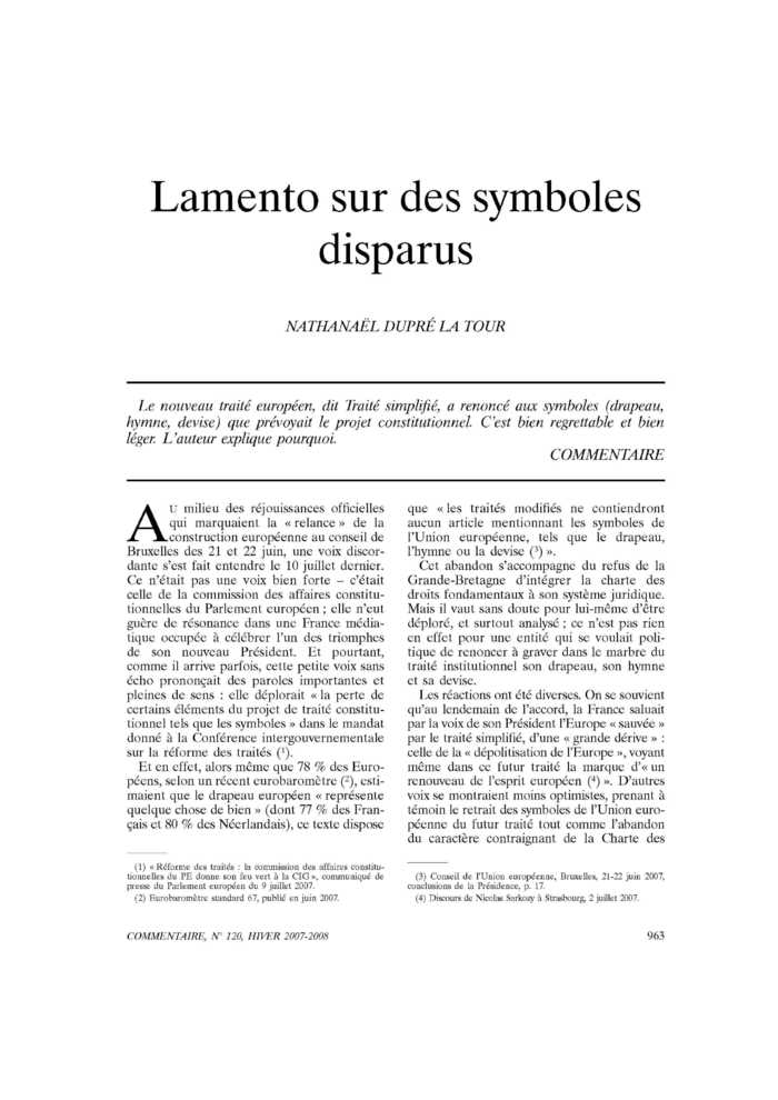 Lamento sur des symboles disparus
 – page 1