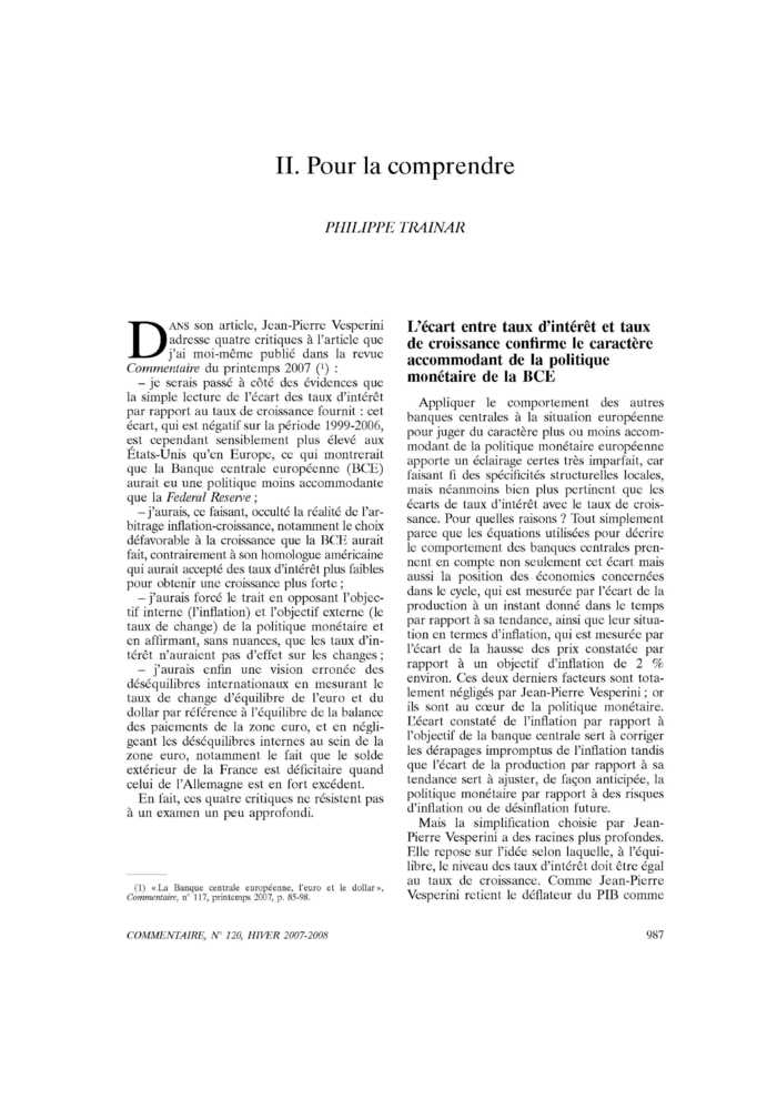 La politique de la Banque centrale européenne. II. Pour la comprendre
 – page 1