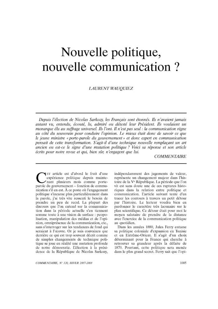 Nouvelle politique, nouvelle communication ?
 – page 1