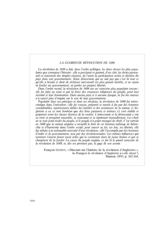 LA GLORIEUSE RÉVOLUTION DE 1688
 – page 1