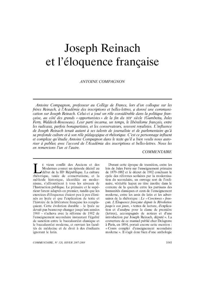 Joseph Reinach et l’éloquence française
 – page 1