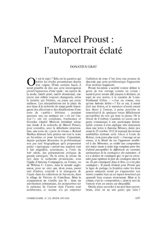 Marcel Proust : l’autoportrait éclaté
 – page 1