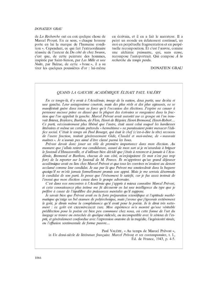 QUAND LA GAUCHE ACADÉMIQUE ÉLISAIT PAUL VALÉRY
 – page 1