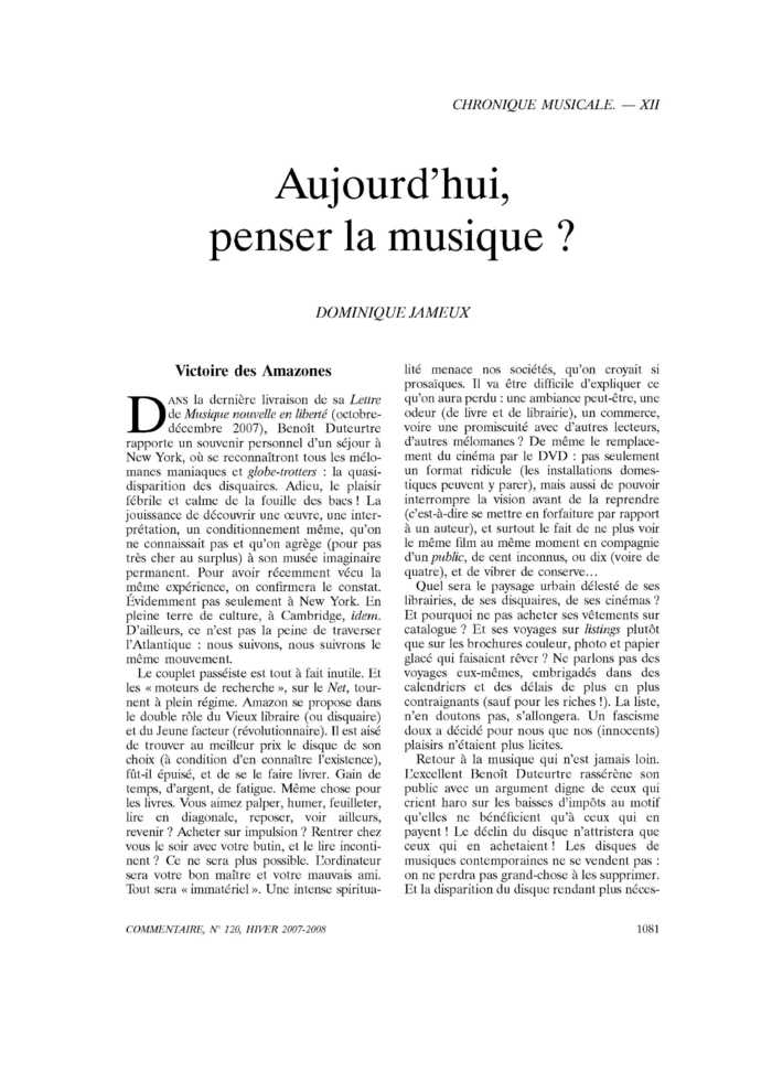 Aujourd’hui, penser la musique ?
 – page 1
