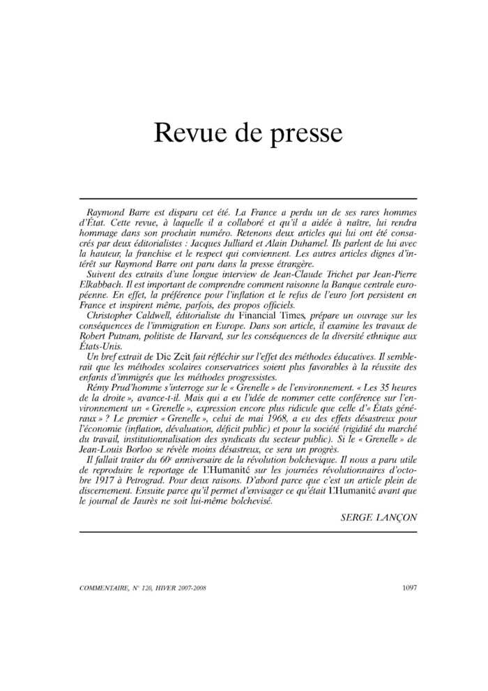 Revue de presse
 – page 1