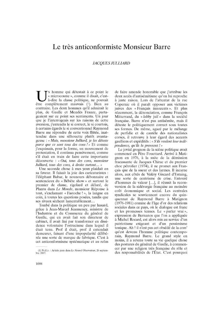 Le très anticonformiste Monsieur Barre
 – page 1