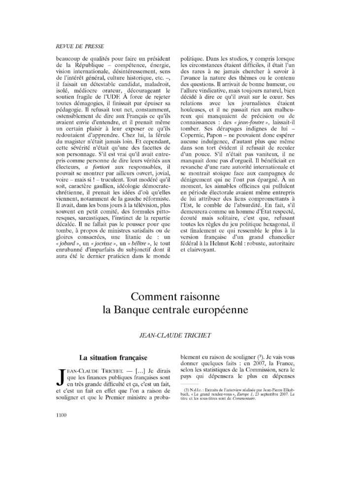 Comment raisonne la Banque centrale européenne
 – page 1