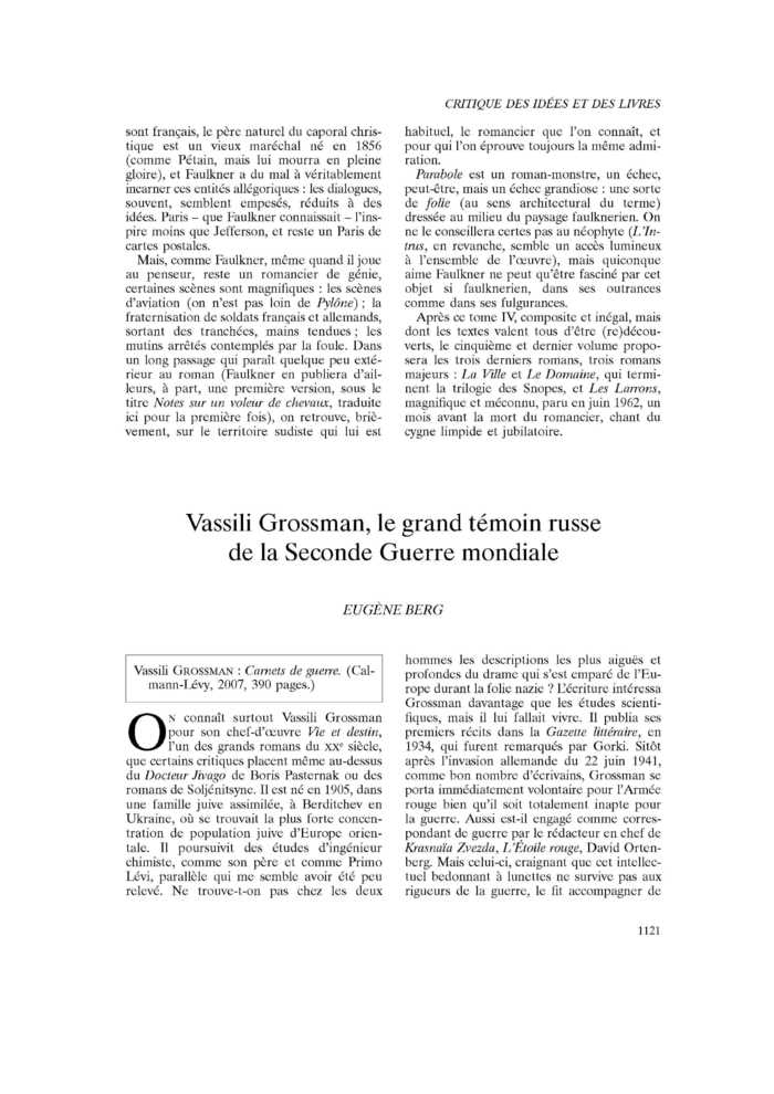Vassili Grossman, le grand témoin russe de la Seconde Guerre mondiale
 – page 1