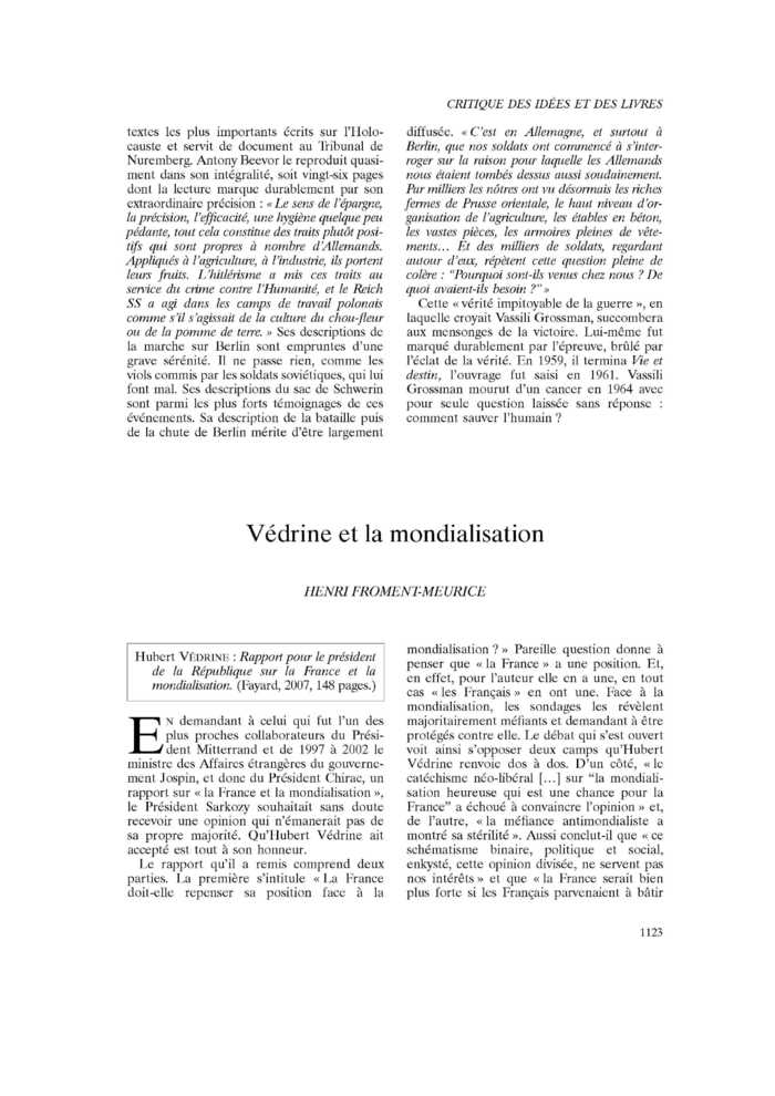 Védrine et la mondialisation
 – page 1