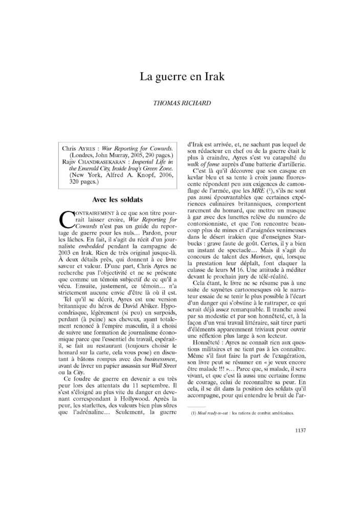 La guerre en Irak
 – page 1