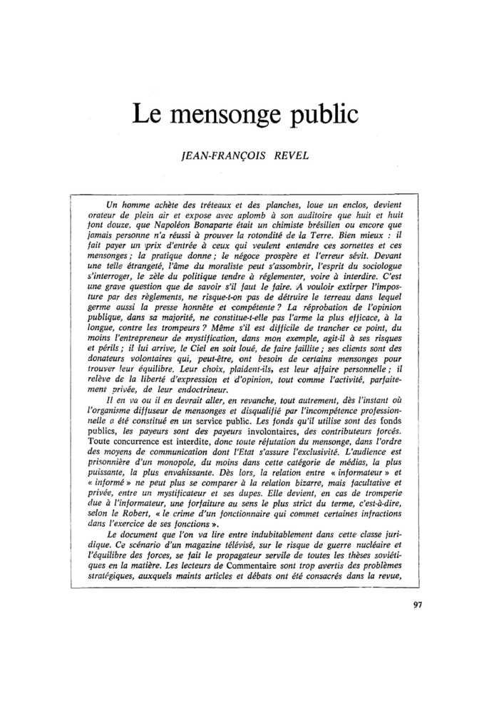 Le mensonge public
 – page 1