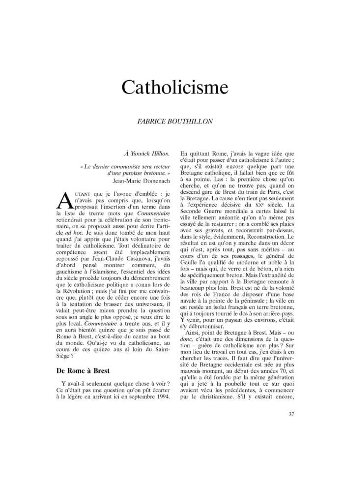 Catholicisme
 – page 1