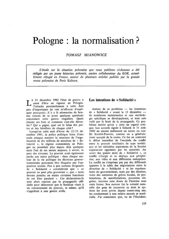 Pologne : la normalisation ?
 – page 1