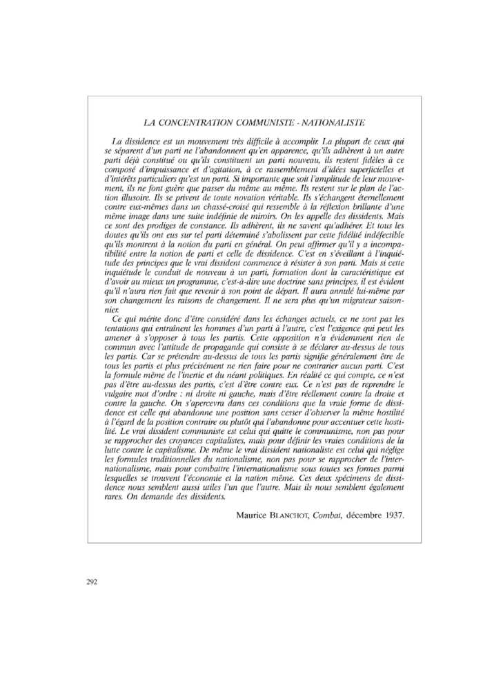 LA CONCENTRATION COMMUNISTE – NATIONALISTE
 – page 1