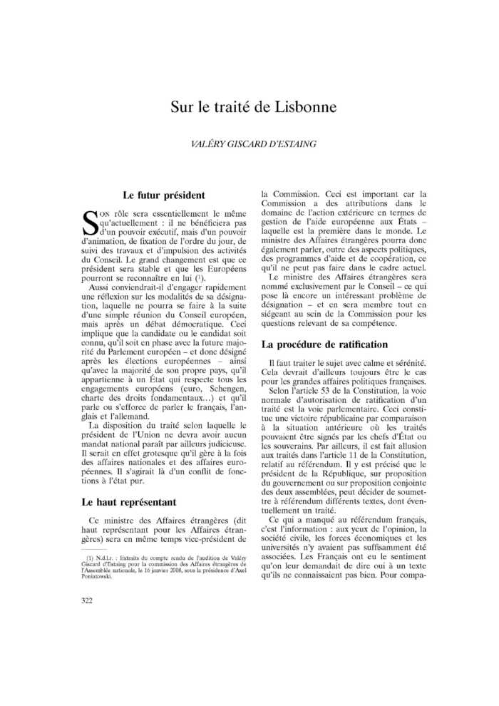 Sur le traité de Lisbonne
 – page 1